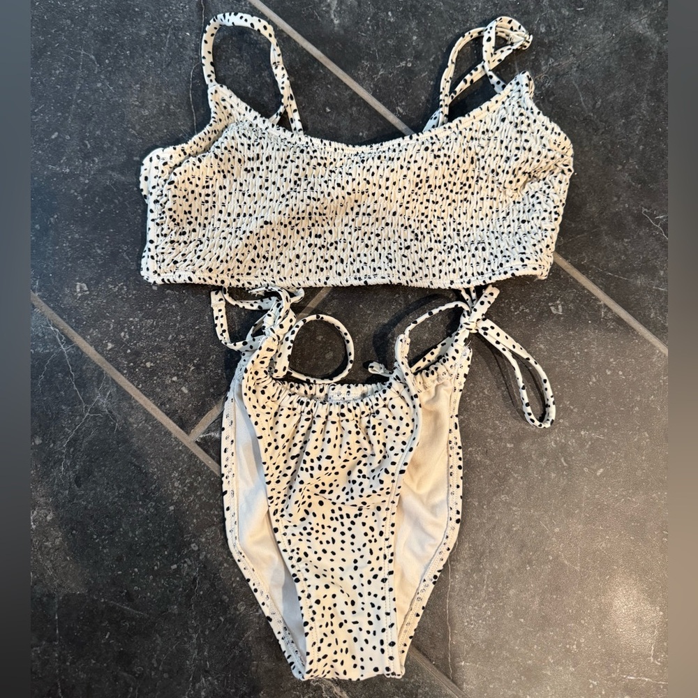 Xhilaration Black and White Bikini Set with Adjustable Straps